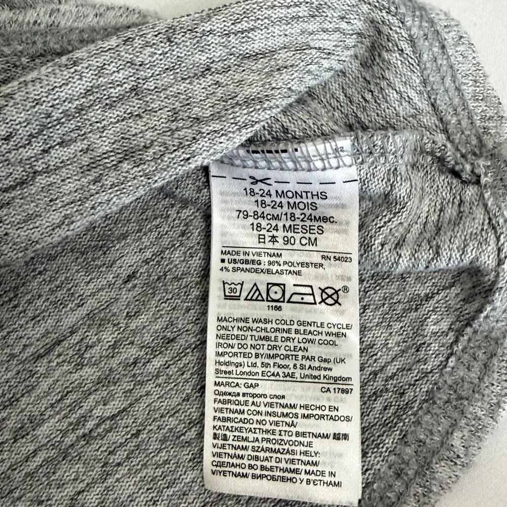 Baby Gap Toddler Girls Gray Heathered Ruffle Long Sleeve A-Line Dress 18-24M